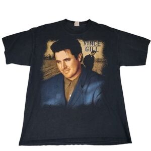 Vintage Mid 90s Vince Gill Graphic Black Concert T-Shirt Unisex XL